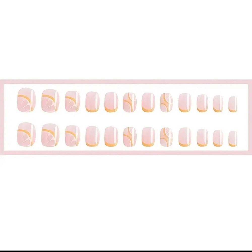 Summer lemon yellow French tip press on nails reusable 24 pcs short length NWT - Picture 14 of 15